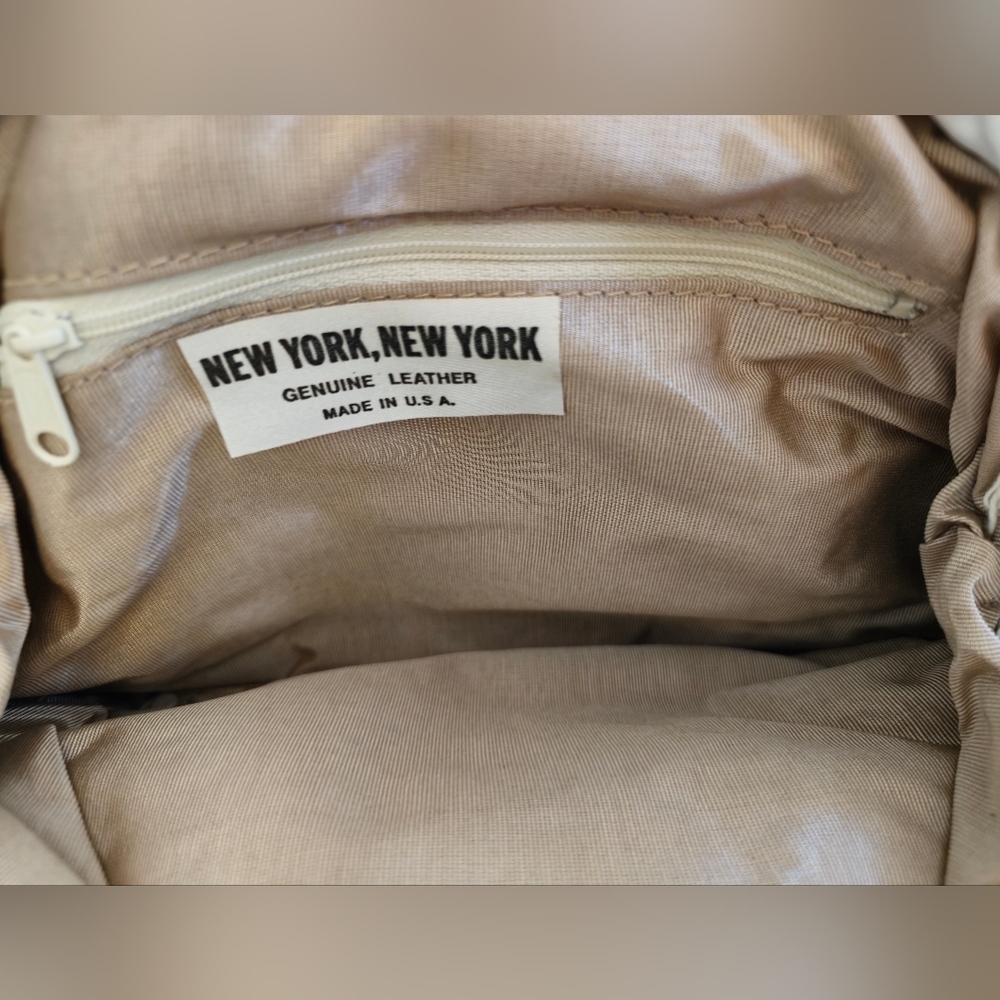 NWT Snakeskin Rope Genuine Leather Crossbody Shoulder Bag Cream New York - Picture 8 of 17